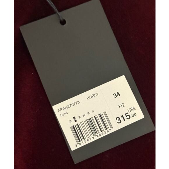 THE KOOPLES Burgundy Velvet Suit Trousers - Size 35 French/US 0 - Picture 5 of 5